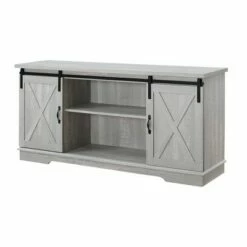 Modern Sliding Barndoor Farmhouse TV Stand for TVs up to 65" - Saracina Home White/rustic Oak -Cheap TV Stands Store unnamed file 3365