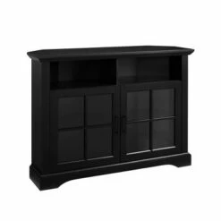 Tasi Traditional Windowpane Corner TV Stand for TVs up to 50" - Saracina Home Solid Black -Cheap TV Stands Store unnamed file 337