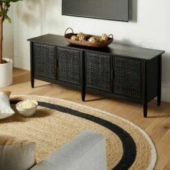 Hearth & Hand W/Magnolia Furniture Wood & Cane Media Console - Hearth & Hand™ with Magnolia Black