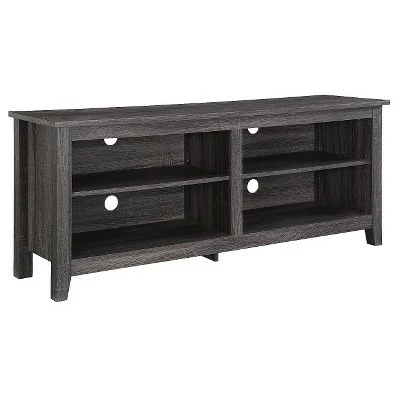 Farmhouse 4 Cubby Wood Open Storage TV Stand for TVs up to 65" - Saracina Home Driftwood 13 Farmhouse 4 Cubby Wood Open Storage TV Stand for TVs up to 65" - Saracina Home Driftwood - Image 11