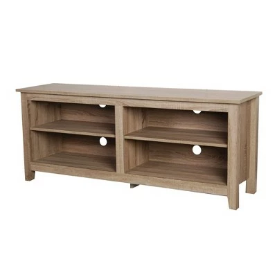 Farmhouse 4 Cubby Wood Open Storage TV Stand for TVs up to 65" - Saracina Home Driftwood 15 Farmhouse 4 Cubby Wood Open Storage TV Stand for TVs up to 65" - Saracina Home Driftwood - Image 13