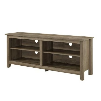 Farmhouse 4 Cubby Wood Open Storage TV Stand for TVs up to 65" - Saracina Home Driftwood 16 Farmhouse 4 Cubby Wood Open Storage TV Stand for TVs up to 65" - Saracina Home Driftwood - Image 14