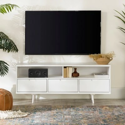 Cara Mid-Century Modern 3 Drawer TV Stand for TVs up to 65" - Saracina Home Caramel 14 Cara Mid-Century Modern 3 Drawer TV Stand for TVs up to 65" - Saracina Home Caramel - Image 12