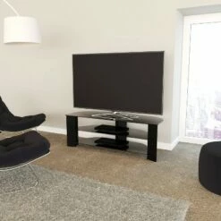 Black Glass TV Stand for TVs up to 65" Black - AVF
