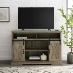 Farmhouse Sliding Barndoor Highboy TV Stand for TVs up to 58" - Saracina Home Solid White/rustic Oak 23 Farmhouse Sliding Barndoor Highboy TV Stand for TVs up to 58" - Saracina Home Solid White/rustic Oak -Cheap TV Stands Store unnamed file 3487