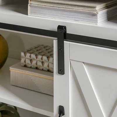 Farmhouse Sliding Barndoor Highboy TV Stand for TVs up to 58" - Saracina Home Solid White/rustic Oak 12 Farmhouse Sliding Barndoor Highboy TV Stand for TVs up to 58" - Saracina Home Solid White/rustic Oak - Image 10
