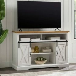 Farmhouse Sliding Barndoor Highboy TV Stand for TVs up to 58" - Saracina Home Solid White/rustic Oak 34 Farmhouse Sliding Barndoor Highboy TV Stand for TVs up to 58" - Saracina Home Solid White/rustic Oak -Cheap TV Stands Store unnamed file 3498