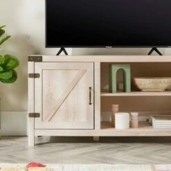Clarabelle Rustic Farmhouse Barn Door TV Stand for TVs up to 50" - Saracina Home Gray Wash -Cheap TV Stands Store unnamed file 3544