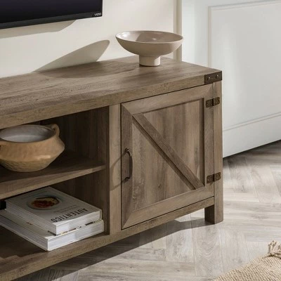 Modern Farmhouse Barn Door TV Stand for TVs up to 80" - Saracina Home White Oak 12 Modern Farmhouse Barn Door TV Stand for TVs up to 80" - Saracina Home White Oak - Image 10