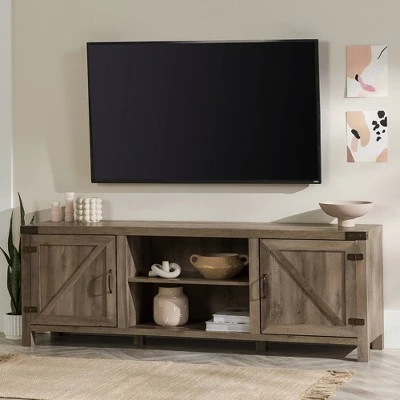 Modern Farmhouse Barn Door TV Stand for TVs up to 80" - Saracina Home White Oak 15 Modern Farmhouse Barn Door TV Stand for TVs up to 80" - Saracina Home White Oak - Image 13