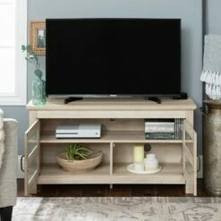 2 Door Wood Closed Storage Console TV Stand for TVs up to 50" - Saracina Home Brown -Cheap TV Stands Store unnamed file 3596