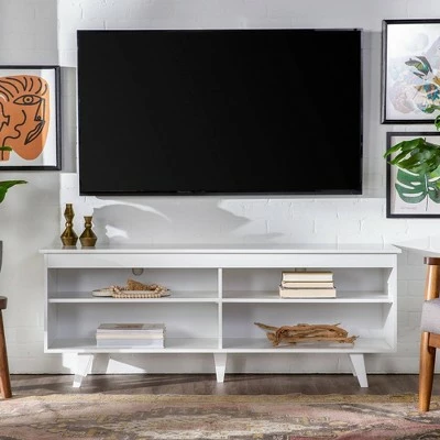 Modern Contemporary Simple Wood Storage Console TV Stand for TVs up to 65" - Saracina Home Gray 3 Modern Contemporary Simple Wood Storage Console TV Stand for TVs up to 65" - Saracina Home Gray