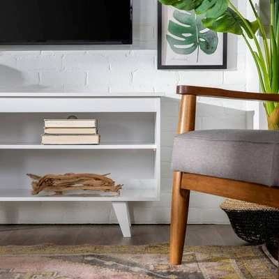 Modern Contemporary Simple Wood Storage Console TV Stand for TVs up to 65" - Saracina Home Gray 9 Modern Contemporary Simple Wood Storage Console TV Stand for TVs up to 65" - Saracina Home Gray - Image 7