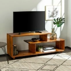 Rustic Modern Solid Wood TV Stand for TVs up to 50" - Saracina Home Gray Wash