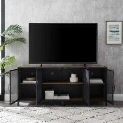 Urban Industrial Metal Mesh 4 Door TV Stand for TVs up to 65" - Saracina Home Gray Wash -Cheap TV Stands Store unnamed file 3759