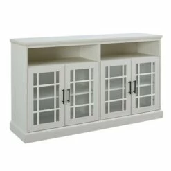Transitional 4 Door Windowpane TV Stand for TVs up to 65" - Saracina Home White -Cheap TV Stands Store unnamed file 3772