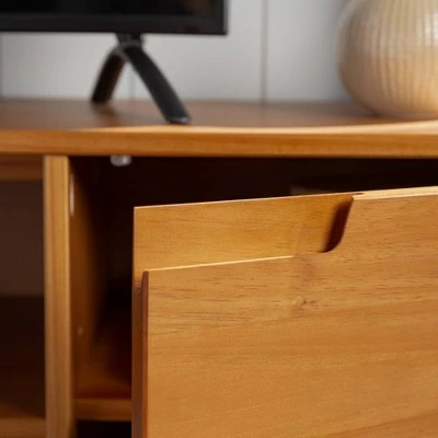 Solid Wood Mid-Century Modern TV Stand for TVs up to 80" - Saracina Home Caramel 7 Solid Wood Mid-Century Modern TV Stand for TVs up to 80" - Saracina Home Caramel - Image 5