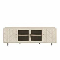 Vik Modern Boho 4 Door Herringbone TV Stand for TVs up to 80" - Saracina Home Birch -Cheap TV Stands Store unnamed file 3823