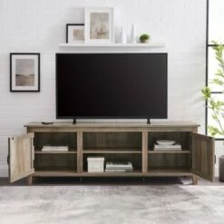 Modern Farmhouse Wood TV Stand for TVs up to 80" - Saracina Home Gray Wash -Cheap TV Stands Store unnamed file 3883