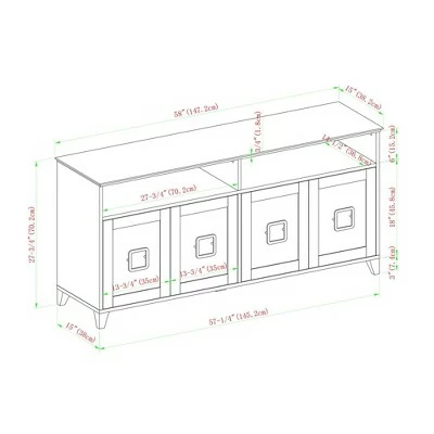 4 Door Modern Media Center TV Stand for TVs up to 65" - Saracina Home Dark Walnut 4 4 Door Modern Media Center TV Stand for TVs up to 65" - Saracina Home Dark Walnut - Image 2