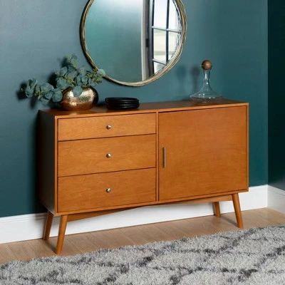 Mid-Century Modern with Closed Storage TV Stand for TVs up to 58" - Saracina Home Walnut 3 Mid-Century Modern with Closed Storage TV Stand for TVs up to 58" - Saracina Home Walnut