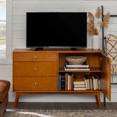 Mid-Century Modern with Closed Storage TV Stand for TVs up to 58" - Saracina Home Walnut 14 Mid-Century Modern with Closed Storage TV Stand for TVs up to 58" - Saracina Home Walnut - Image 12