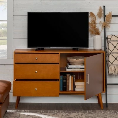 Mid-Century Modern with Closed Storage TV Stand for TVs up to 58" - Saracina Home Walnut 16 Mid-Century Modern with Closed Storage TV Stand for TVs up to 58" - Saracina Home Walnut - Image 14