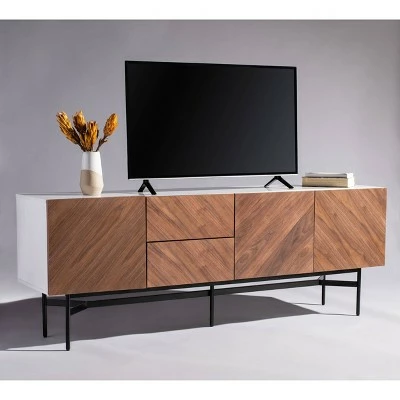 Skip Wood TV Stand for TVs up to 70" Walnut/White/Black - Safavieh 3 Skip Wood TV Stand for TVs up to 70" Walnut/White/Black - Safavieh