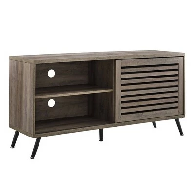 Visconti Modern Boho Sliding Slat Door TV Stand for TVs up to 58" - Saracina Home Gray Wash 12 Visconti Modern Boho Sliding Slat Door TV Stand for TVs up to 58" - Saracina Home Gray Wash - Image 10