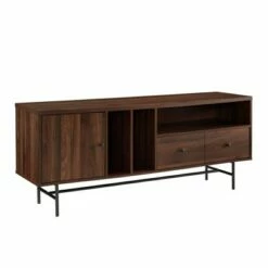 Modern Vinyl Record Player Storage TV Stand for TVs up to 65" - Saracina Home Dark Walnut -Cheap TV Stands Store unnamed file 4138