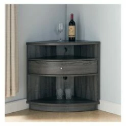 Varela Contemporary Corner Cabinet TV Stand for TVs up to 32" Distressed Gray - HOMES: Inside + Out