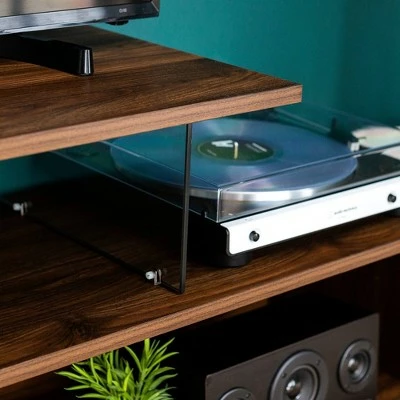 Asymmetrical Wood and Glass Console TV Stand for TVs up to 50" - Saracina Home Slate Gray 9 Asymmetrical Wood and Glass Console TV Stand for TVs up to 50" - Saracina Home Slate Gray - Image 7