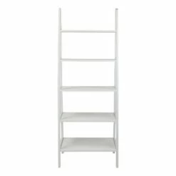 Casual Home 6 Foot 5 Shelf Wood Ladder Storage Organizer Bookcase Rack Utility Shelving Unit, White