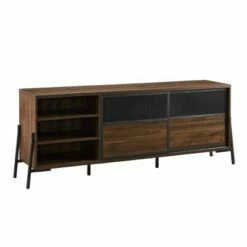 Modern Industrial Metal Mesh Sliding Door TV Stand for TVs up to 80" - Saracina Home Dark Walnut -Cheap TV Stands Store unnamed file 4209