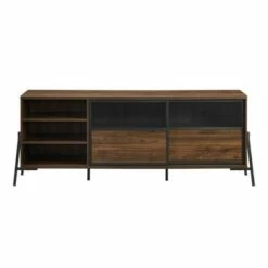 Modern Industrial Metal Mesh Sliding Door TV Stand for TVs up to 80" - Saracina Home Dark Walnut -Cheap TV Stands Store unnamed file 4210