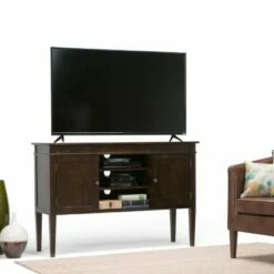 Sterling Solid Wood TV Stand for TVs Tobacco Brown - WyndenHall
