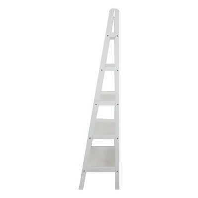Casual Home 6 Foot 5 Shelf Wood Ladder Storage Organizer Bookcase Rack Utility Shelving Unit, White 3 Casual Home 6 Foot 5 Shelf Wood Ladder Storage Organizer Bookcase Rack Utility Shelving Unit, White - Image 2