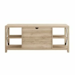 Sophie Rustic Farmhouse X Frame Glass Door TV Stand for TVs up to 65" - Saracina Home Rustic Oak -Cheap TV Stands Store unnamed file 4306