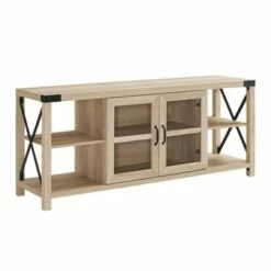 Sophie Rustic Farmhouse X Frame Glass Door TV Stand for TVs up to 65" - Saracina Home Rustic Oak -Cheap TV Stands Store unnamed file 4307