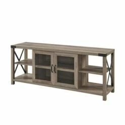 Sophie Rustic Farmhouse X Frame Glass Door TV Stand for TVs up to 65" - Saracina Home Rustic Oak -Cheap TV Stands Store unnamed file 4311