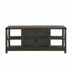 Sophie Rustic Farmhouse X Frame Glass Door TV Stand for TVs up to 65" - Saracina Home Rustic Oak -Cheap TV Stands Store unnamed file 4314