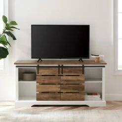 Farmhouse Sliding Slat Door Console TV Stand for TVs up to 65" - Saracina Home Rustic Oak 17 Farmhouse Sliding Slat Door Console TV Stand for TVs up to 65" - Saracina Home Rustic Oak -Cheap TV Stands Store unnamed file 4321