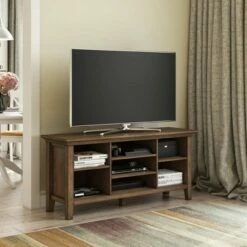 Mansfield Open Shelves TV Stand for TVs up to 55" Rustic Natural Aged Brown - WyndenHall