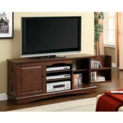 Modern Storage Doors TV Stand for TVs up to 65" - Saracina Home Espresso