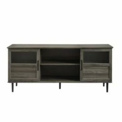 Modern Wood and Glass Door Console TV Stand for TVs up to 65" - Saracina Home Slate Gray -Cheap TV Stands Store unnamed file 4386