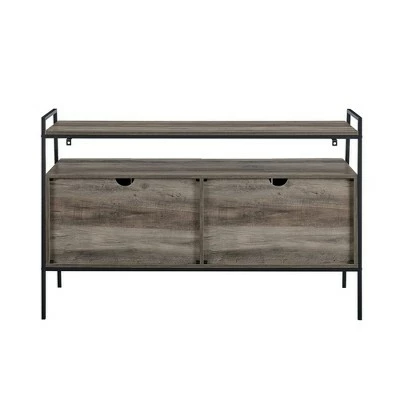 Modern Angled Frame 4 Door TV Stand for TVs up to 58" - Saracina Home Gray Wash 7 Modern Angled Frame 4 Door TV Stand for TVs up to 58" - Saracina Home Gray Wash - Image 5