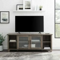 Rustic Farmhouse 2 Door TV Stand for TVs up to 65" - Saracina Home Dark Walnut -Cheap TV Stands Store unnamed file 4406