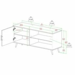 Single Door Mid-Century Modern TV Stand for TVs up to 58" - Saracina Home English Oak -Cheap TV Stands Store unnamed file 4430