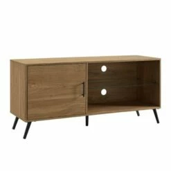 Single Door Mid-Century Modern TV Stand for TVs up to 58" - Saracina Home English Oak -Cheap TV Stands Store unnamed file 4434