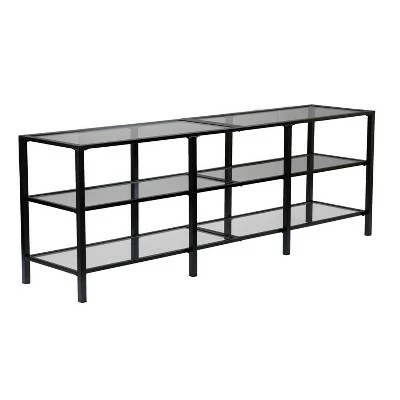 Aiden Lane Tengu Metal/Glass TV Stand for TVs up to 68" Black 4 Aiden Lane Tengu Metal/Glass TV Stand for TVs up to 68" Black - Image 2